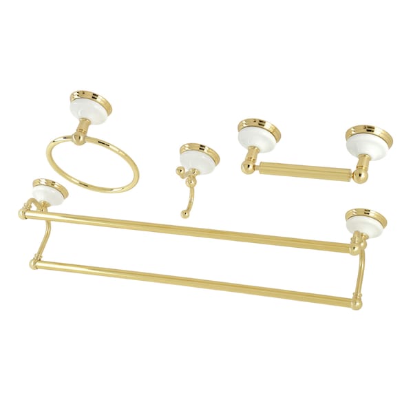 4-Pieces Dual Towel Bar Bathroom Set, Polished Brass